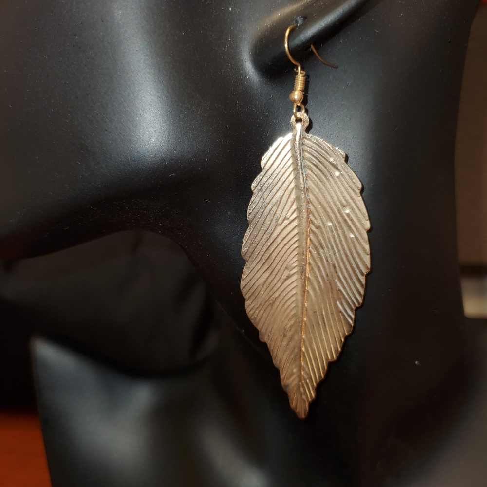 Gold leaf earrings,